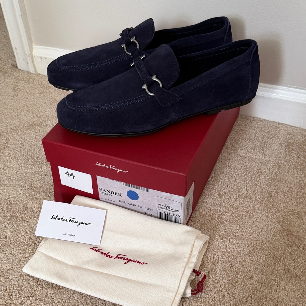 Salvatore Ferragamo Men's Dark Blue Marin Loafers Size 10E